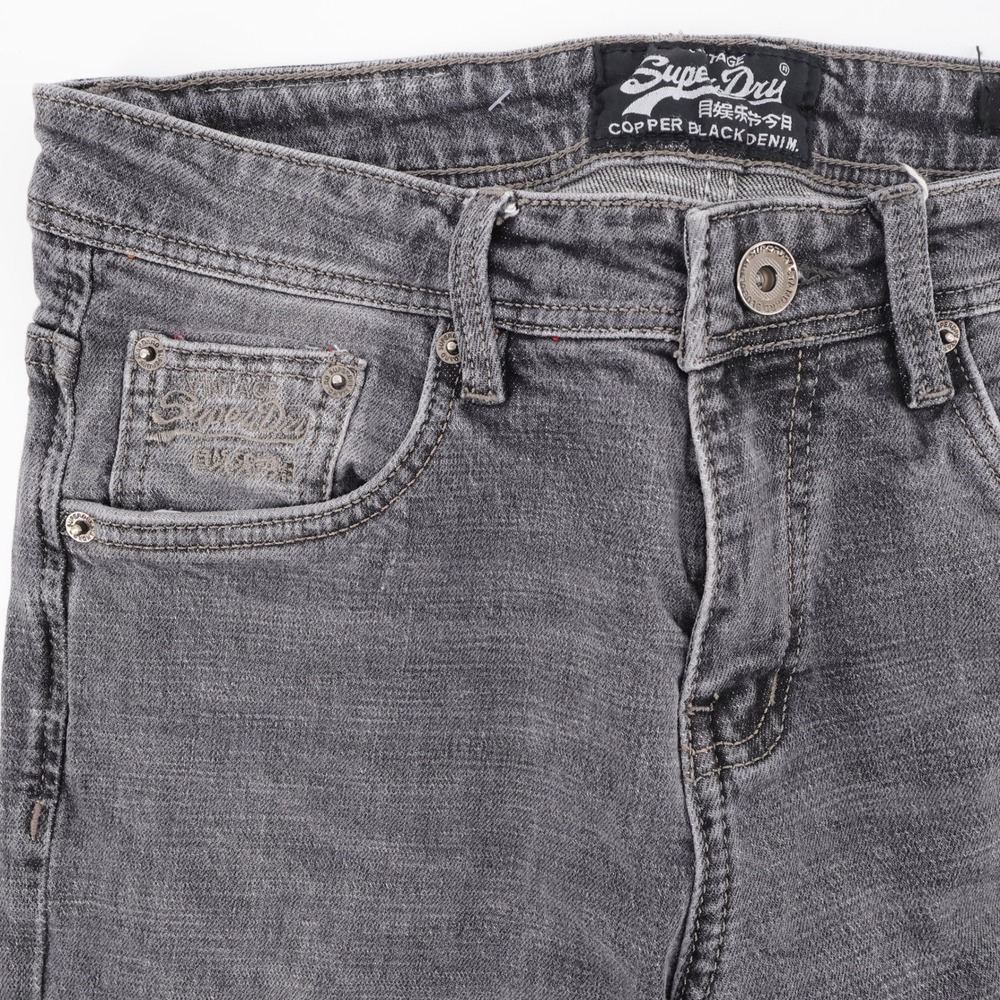Super Dry Cooper Black Denim Standard Slim Fit Jeans Grey Womens 31 (31x26)